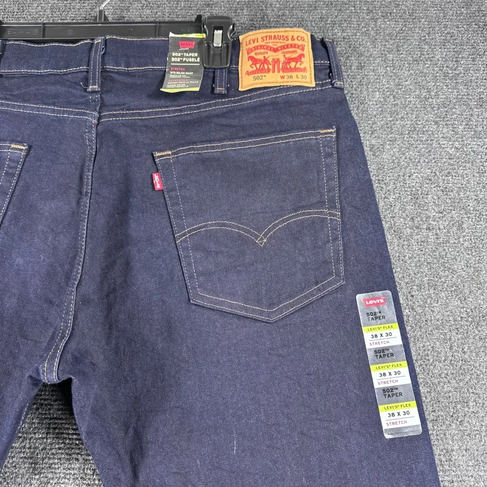 Levi's 502 Taper Jeans Mens 38x30 W38 L30 Indigo Blue Levi's Flex Stretch NWT